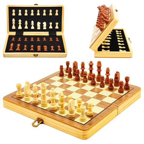 VGRASSP 12 Inch Foldable Wooden Magnetic Chessboard Set Toy ...