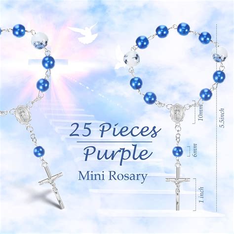 Buy 25 Pieces Blue Baptism Rosary Mini Rosaries Small Rosary Party ...