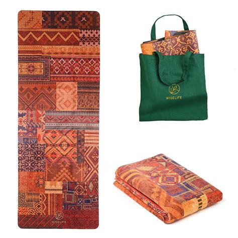 Wiselife MicroFiber & Natural Rubber Foldable Yoga Mat + Carry Bag ...