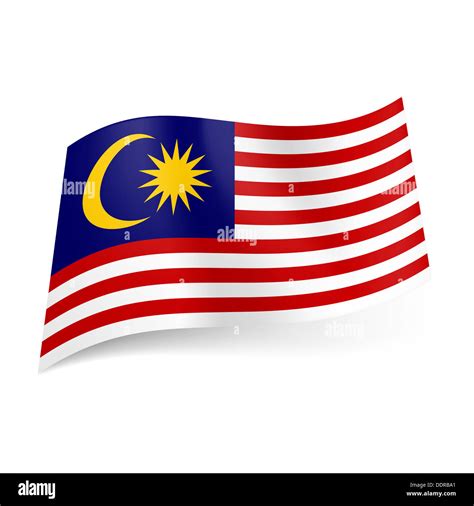 National flag of Malaysia: red and white horizontal stripes with yellow ...