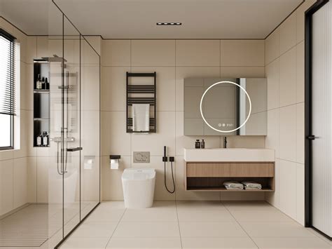 Modern bathroom with lights and render settings 3D model 3D model 3D ...