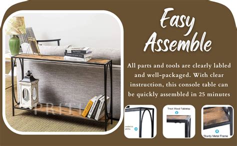 Priti - Narrow Console Entryway Table, Rustic Surface Skinny Sofa Table ...