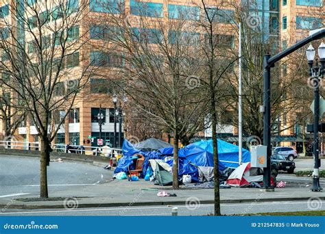 Tents Housing Homeless People in the Streets of Portland Editorial ...