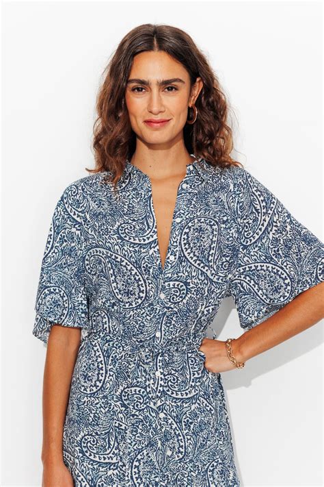 Patterned shirt dress - Blue print