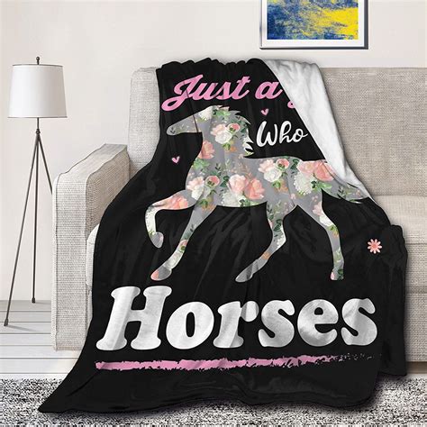 Horse Blanket for Girls Flannel Throw Just A Girl Who Loves Horses ...
