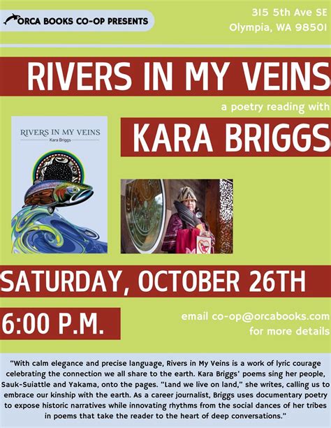Rivers in My Veins: A Poetry Reading with Kara Briggs, Orca Books Co-op ...