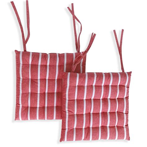 Encasa Homes Chair Cushions 40x40 cm with Ties 2 pcs - Roma Grey Strip ...