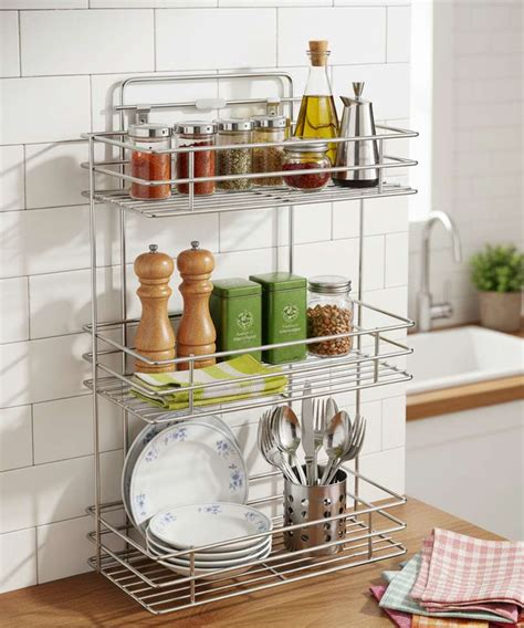 Nexone Stainless Steel Kitchen Rack 3 Shelf Multipurpose Storage Shelf ...
