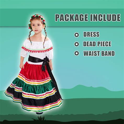 Buy ReneeCho Girl’s Mexican Dress Halloween Costume Kids Traditional ...