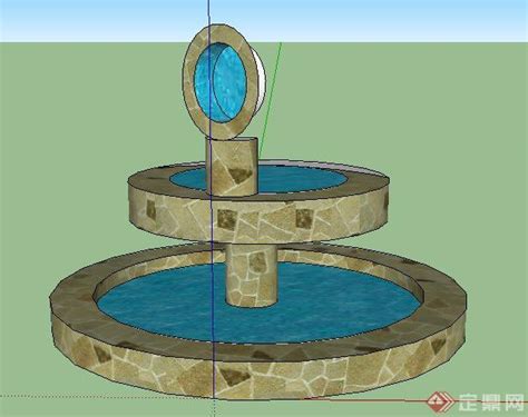 简洁圆形水池设计su模型[原创]