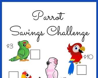 Buy Parrots Savings Challenge Printable Bundle, Mini A6 Parrot Lovers ...
