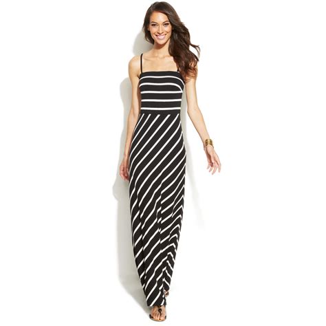 Lyst - INC International Concepts Strapless Striped Maxi Dress in Black