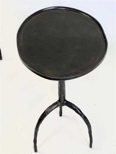 Pair of French Hammered Wrought Iron Side Tables in style of Diego ...