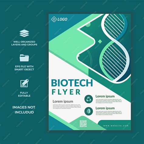 Biotech flyer template with dna helix design | Premium Vector