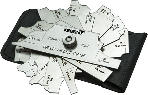 KEEAN Fillet Radius Welding Inspection Gauge Includes Leather Case 25.4 ...