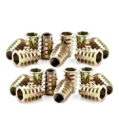 M8 Threaded Inserts for Wood, 25 PCS Hex Socket Drive Insert Screw ...