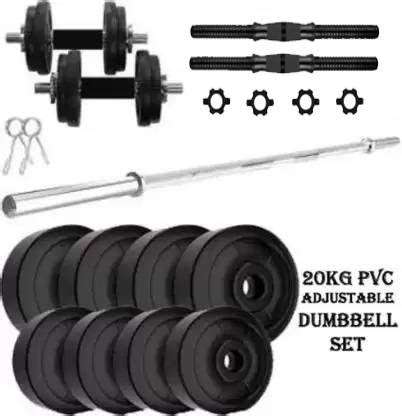 DCS Pro 20 kg FITNESS 20KG PVC Weight Plates Dumbbell Set + Straight ...
