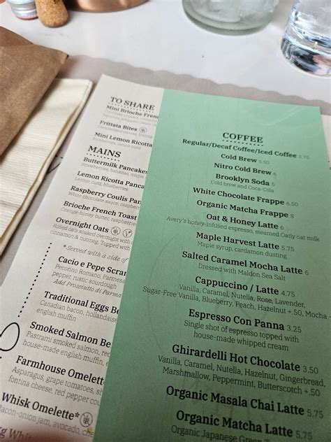 Menu at Willow & Whisk restaurant, Wyckoff