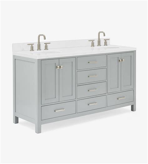 Ariel Cambridge 66 Inch Double Oval Sink Bathroom Vanity With Carrara ...