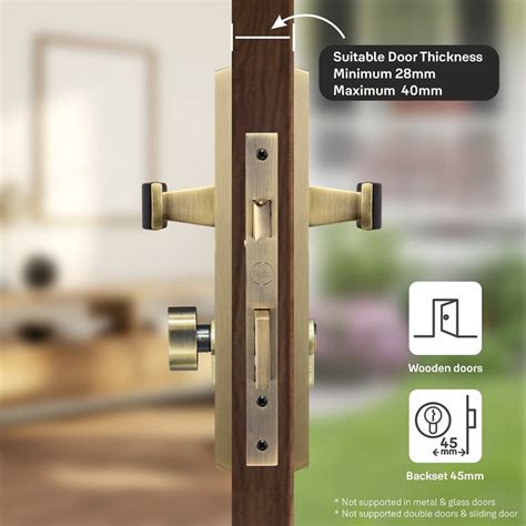 YECM-405-8P-TT-AB Mortise Door Handle set with lock body and Key cylin ...