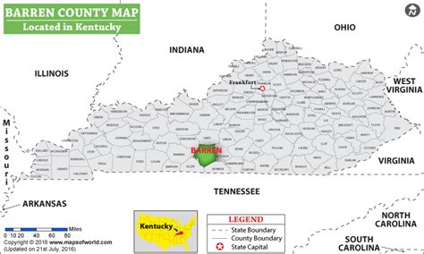 Barren County Map, Kentucky