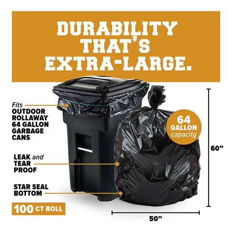 Snapklik.com : Plasticplace 64-65 Gallon Trash Can Liners For Toter 1.2 ...