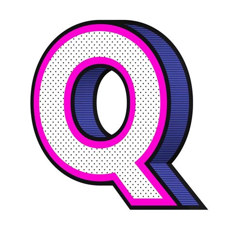 3d alphabet q png isometric halftone style typography | Premium Photo