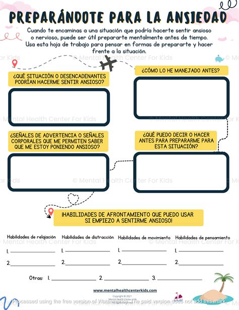 Preparing For Anxiety Worksheet (Spanish Version) – Mental Health ...