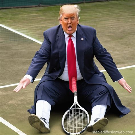 Overweight Trump in Tennis Outfit | Stable Diffusion Online