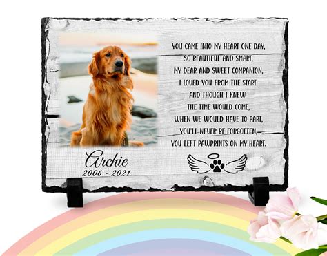 Dog Memorial Plaque Paw Print Rainbow Bridge Poem Pet - Etsy