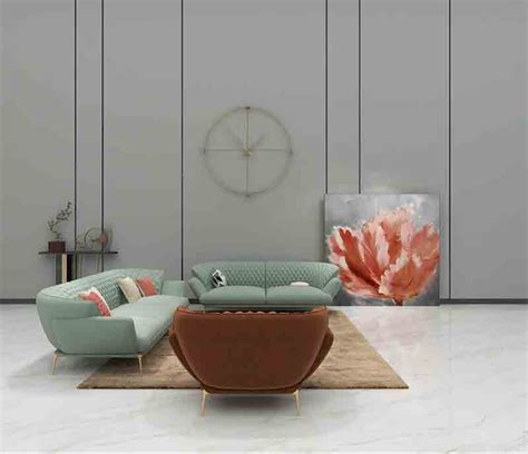 BH Engineered Light Green Leather Sofa Set - BuildHUB
