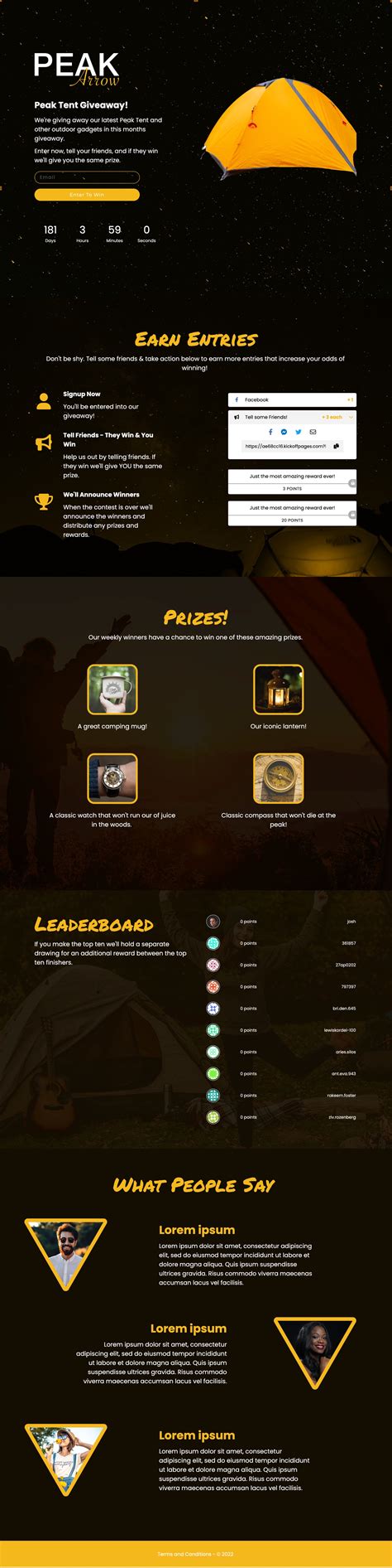 Single Entry Sweepstakes Page Templates | KickoffLabs