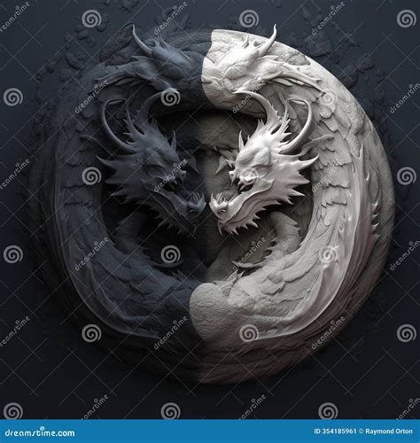 Yin-Yang Dragon Symbolism In Chinese Art Stock Illustration ...