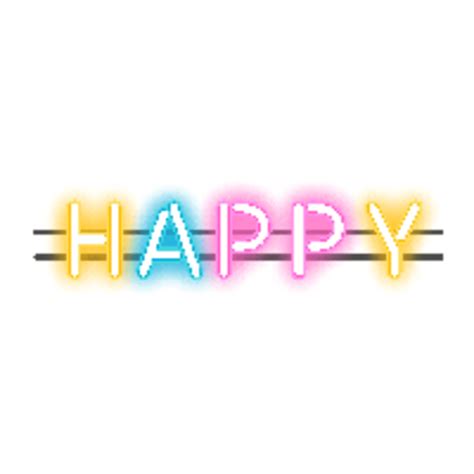 Neon Words Vector PNG Images, Neon Word Luminous Happy Vector, Neon ...