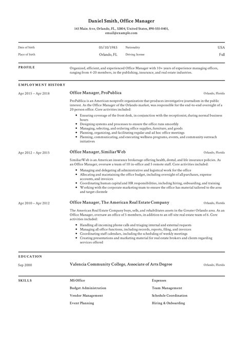 Guide: Office Manager Resume [ + 12 Samples ] | PDF | 2019