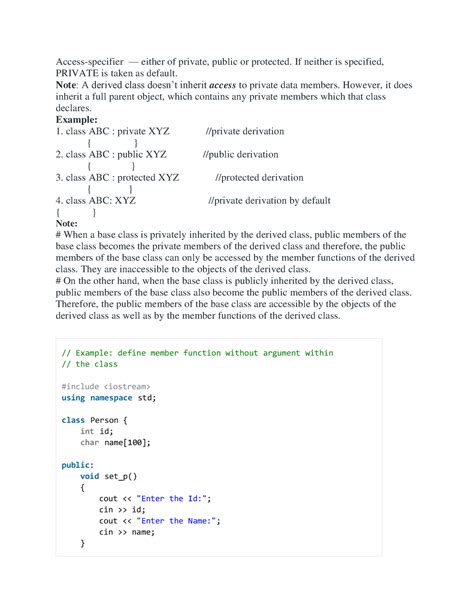 Inheritance - Access-specifier — either of private, public or protected ...
