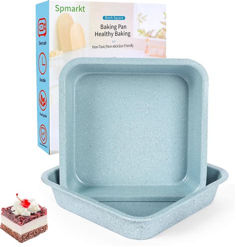Amazon.com: Spmarkt 2-Pack 8 inch Square Baking Pan, Non-Stick Square ...