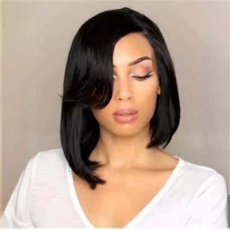 Synthetic Wig Body Wave Asymmetrical Wig Short Black Synthetic Hair ...