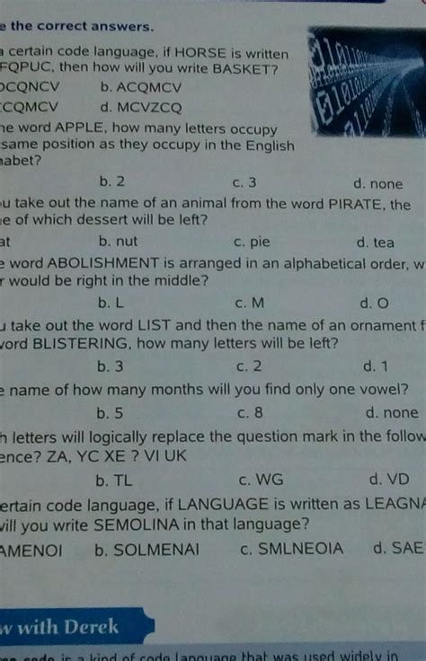 in certain code language horse is written as FQPUC then how will you ...