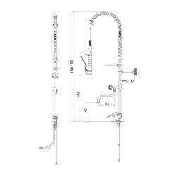 Liva Gaz 024 Counter Mounted Shower Spray Unit with Intermediate Tap ...