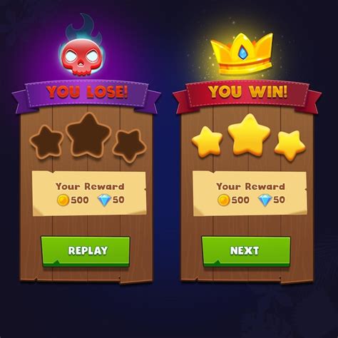 Game UI PSD Game UI Art Game UI Win and Lose 2d UI Cartoon ui game art ...