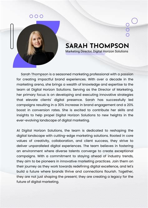 Free Professional Bio for Company Website Template to Edit Online