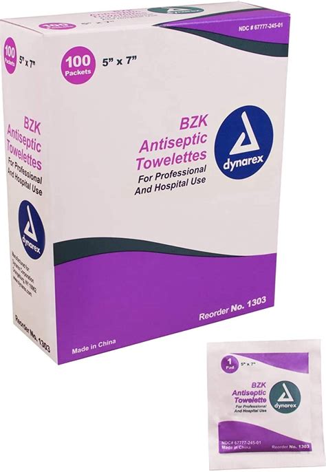 Pack of 3 : Dynarex BZK Antiseptic Towelettes 100 ea (Pack of 3 ...