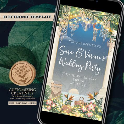 Digital Indian Cocktail Party invitation Indian Wedding After Party in ...