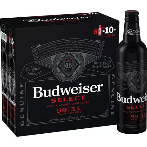 Budweiser Select Light Lager Beer Aluminum Bottles, 8 pack - Shop Beer ...