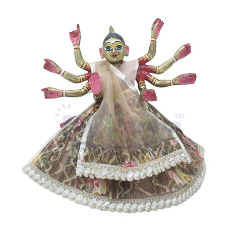 Net embroidery printed brown lehenga patka for Mata rani – MyKanha.com