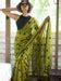 Mulmul Cotton Printed Polka Dot Saree In Green|Gold Mine|Suta
