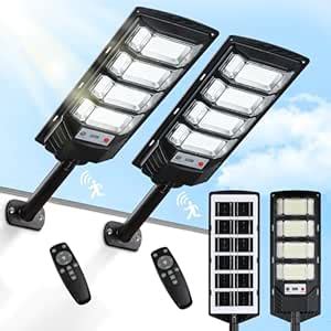 Yusist Abs 2 Pack Solar Street Lights Outdoor Waterproof 10000LM 6500K ...