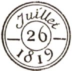 Timbre à date à 3 cercles avec traits