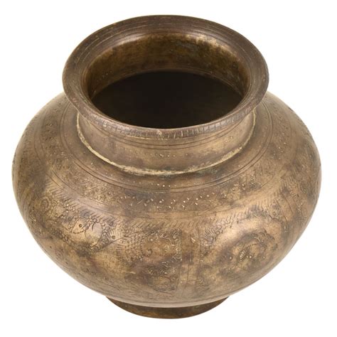Indian Fine Engraved Water Pot Lotta Collectible